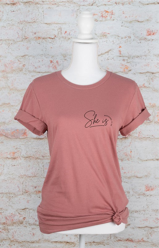She Is Proverbs 31 25 Graphic Tee
