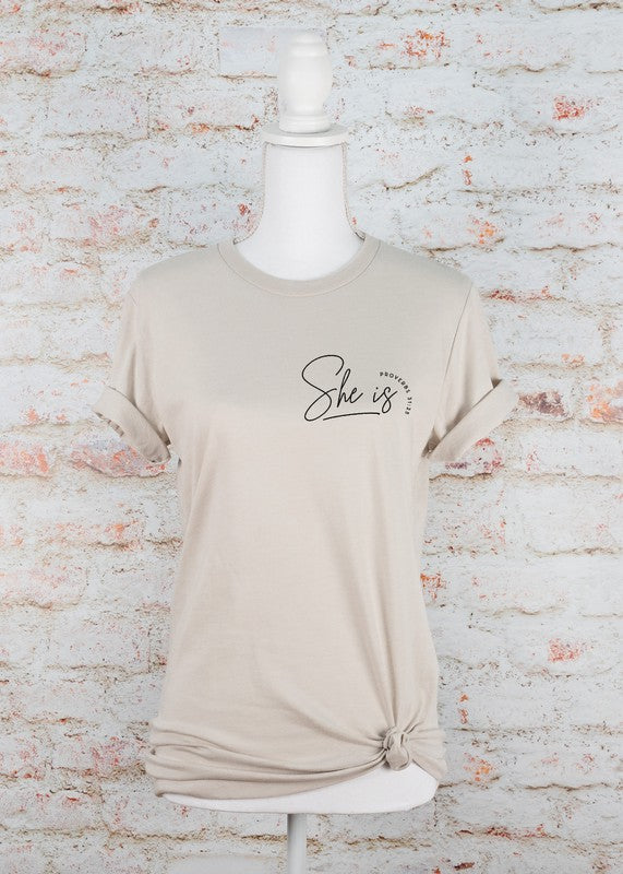 She Is Proverbs 31 25 Graphic Tee
